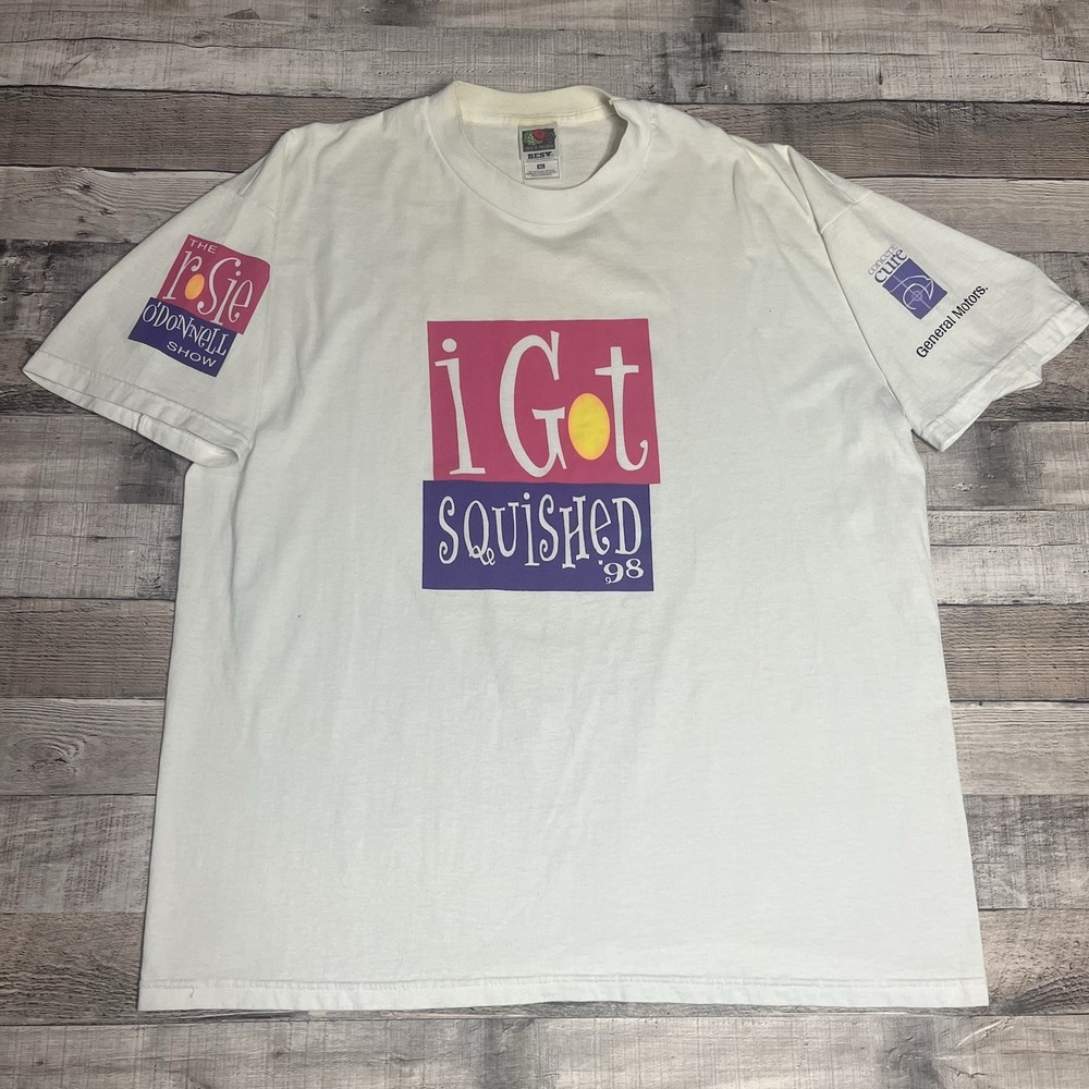 Rosie O Donnell Shirt Size XL White Vintage 90s I Got Squished Mammogram 2